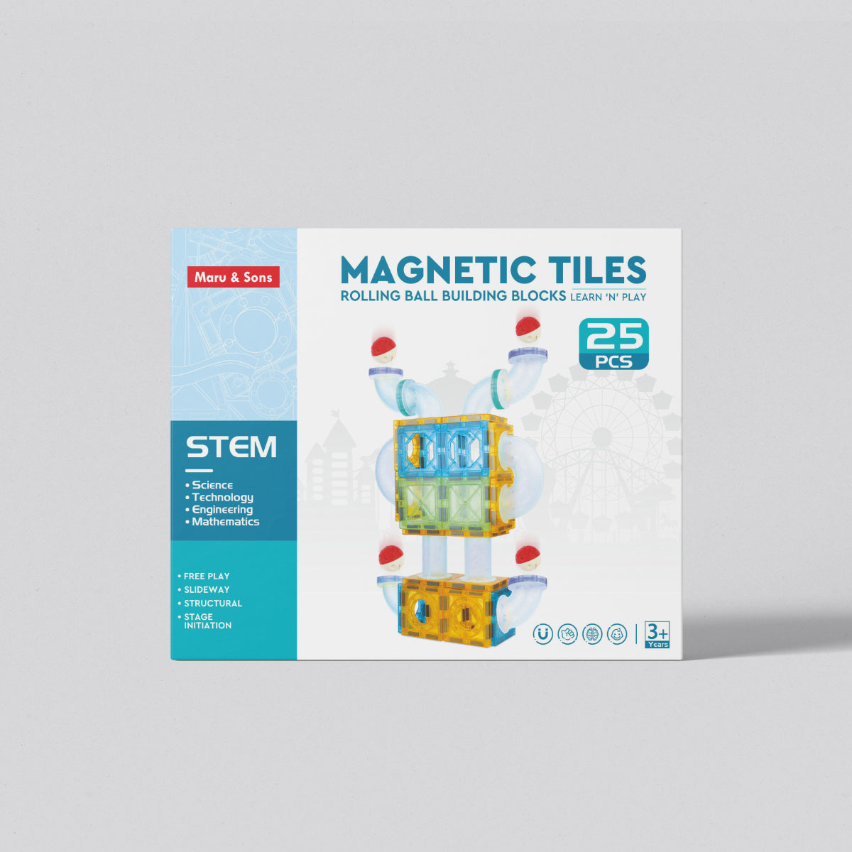 Magnetic Tiles Rolling Balls Building Blocks