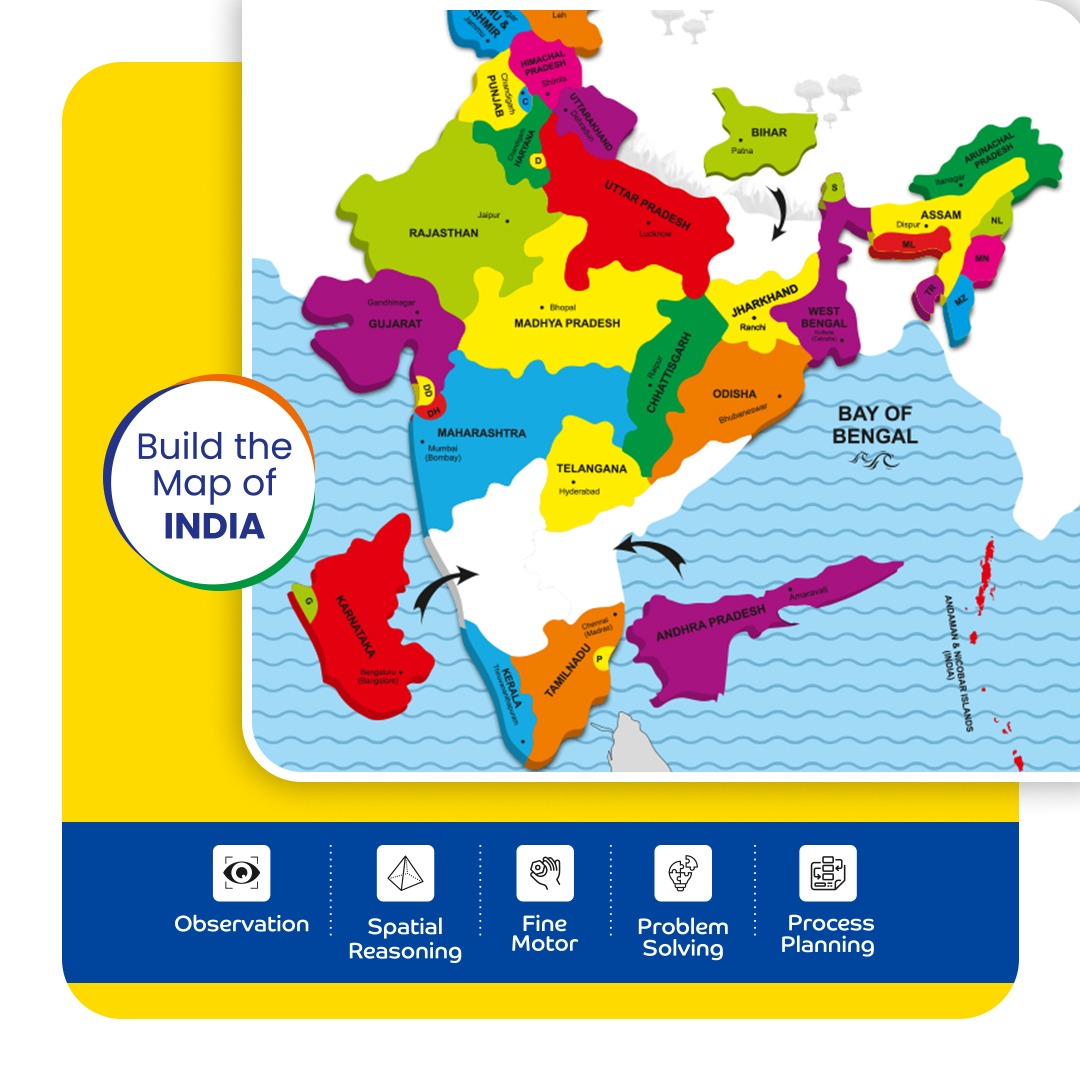 Mini Monk Magnetic India Map Puzzle