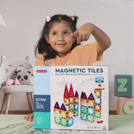 Magnetic Tiles Rolling Balls Building Blocks